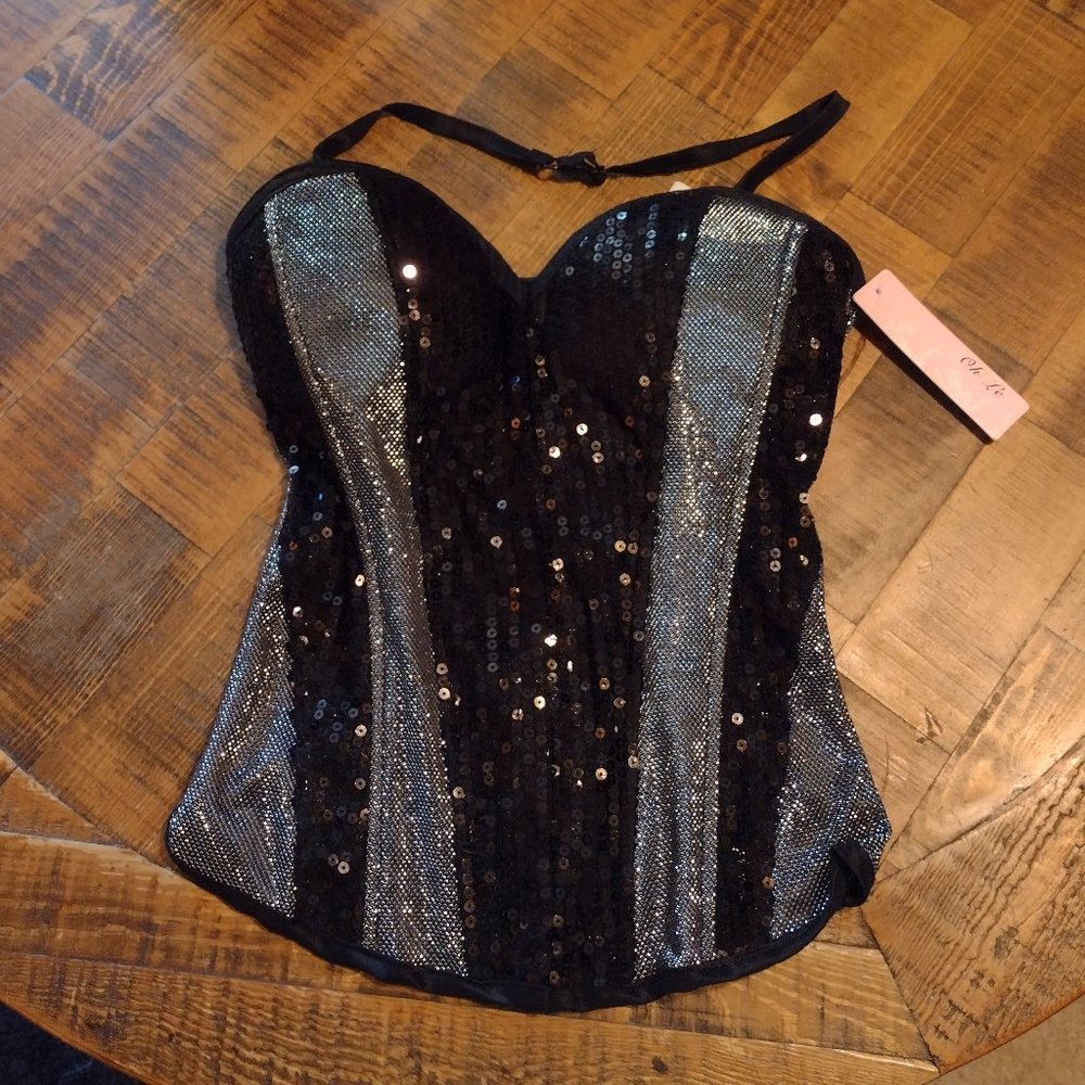 NEW OHYES Black & Silver Corset Top